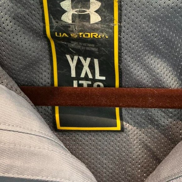 Under Armour Jacket Boys XLarge Blue Gray Storm Hoodie Pullover 1/4 Zip Outdoor - Picture 3 of 3